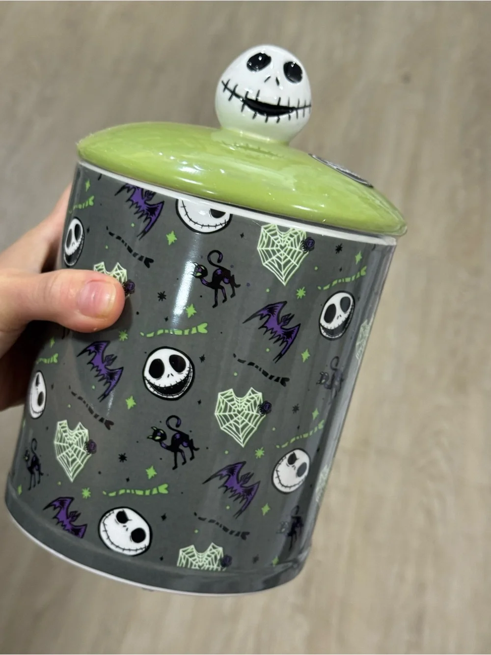 Disney The Nightmare Before Christmas Grey Ceramic Canister with Green Lid